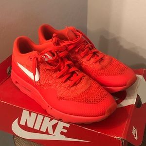 Nike Air Max Ultra Flyknit shoes in red size 13
